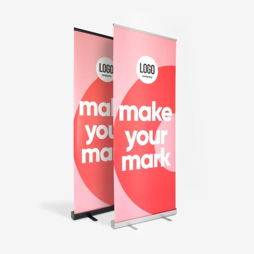 Zusammengeklapptes Roll Up Banner in Tragetasche
