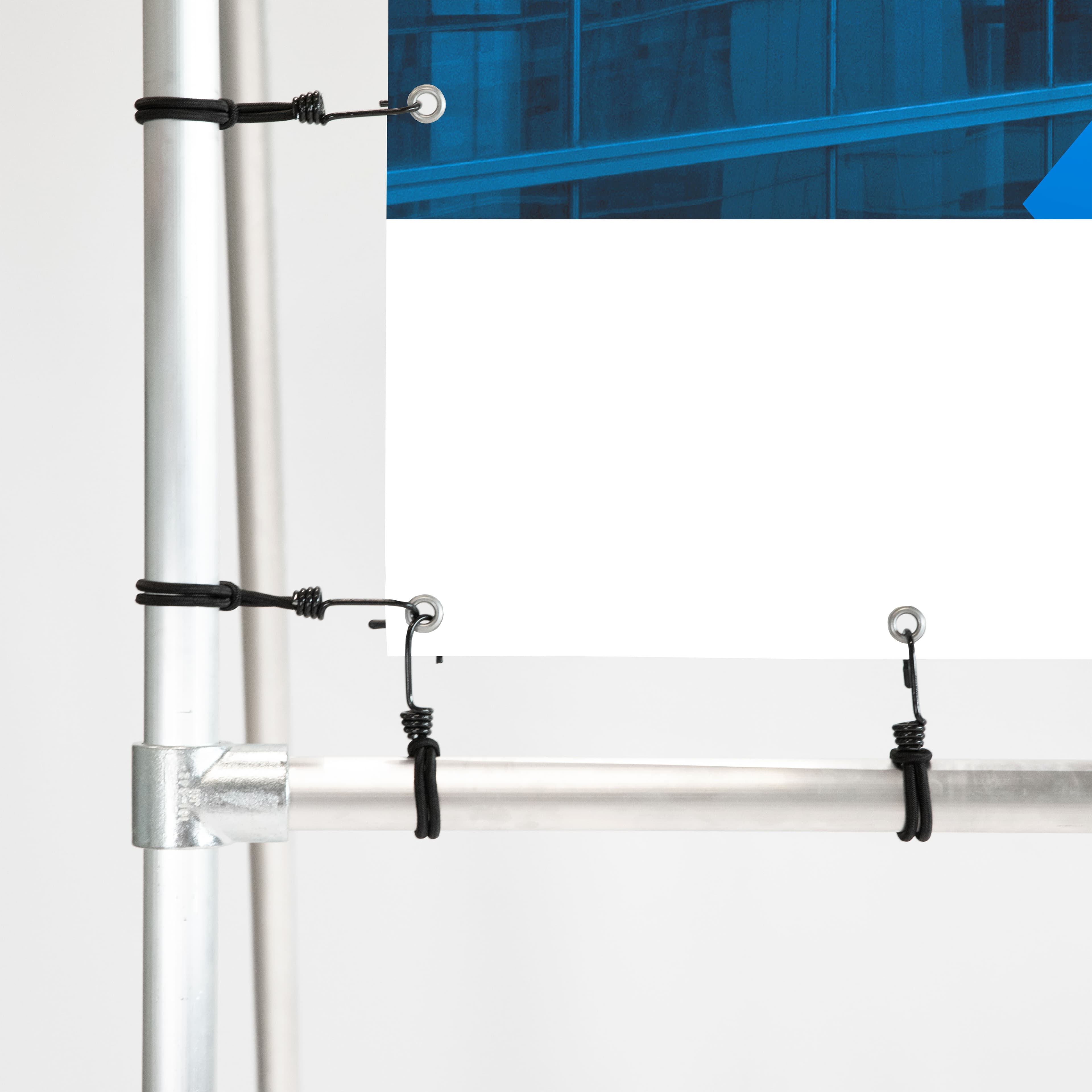 Bannerrahmen mit elastischen Spannern und PVC-Banner