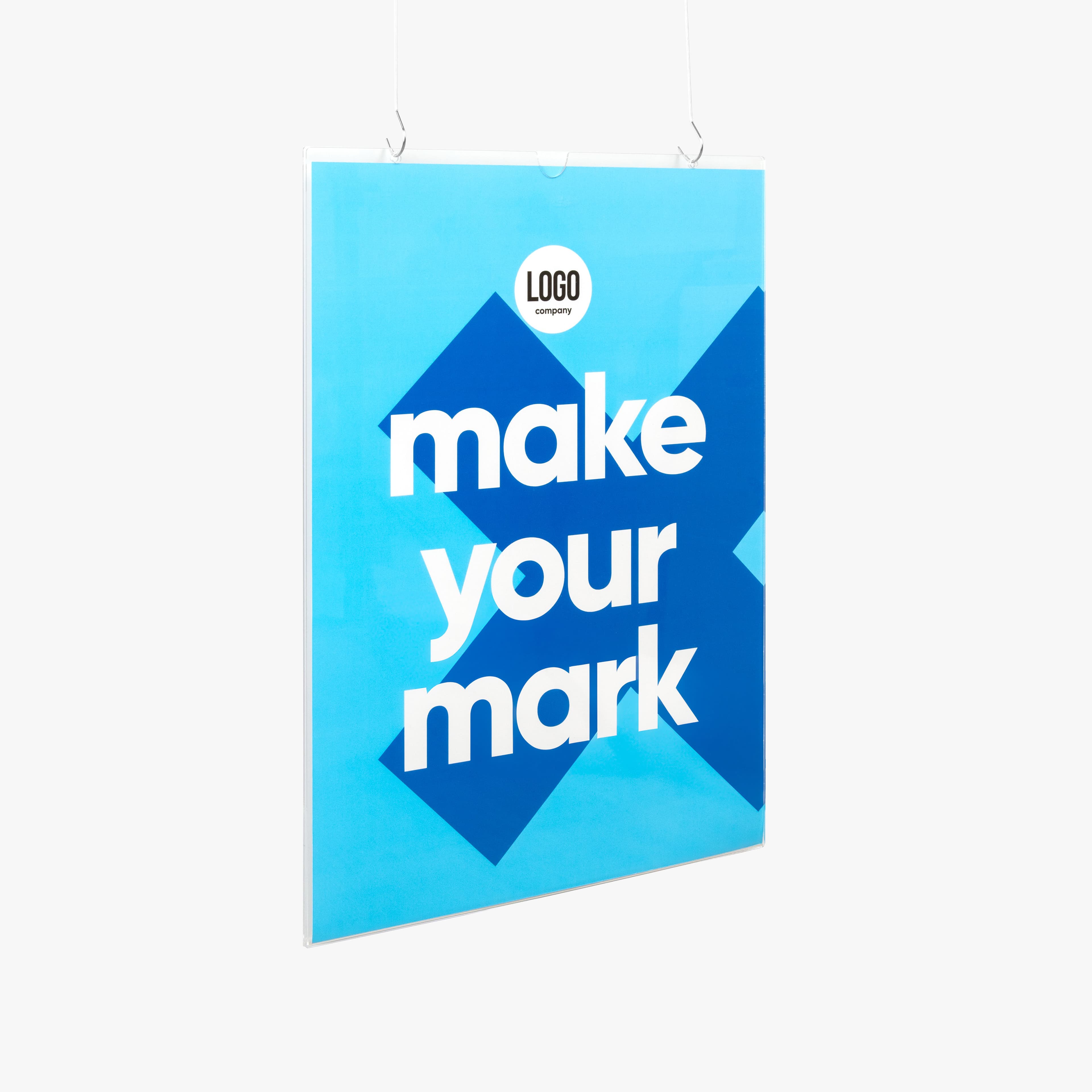 Posterhalter mit zwei Aufhängeösen zur Wandmontage